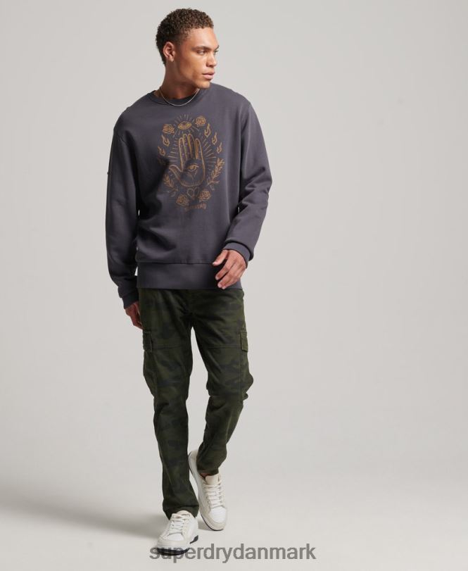 Superdry mørkegrå Mænd tøj psych rock crew sweatshirt 868VH5111