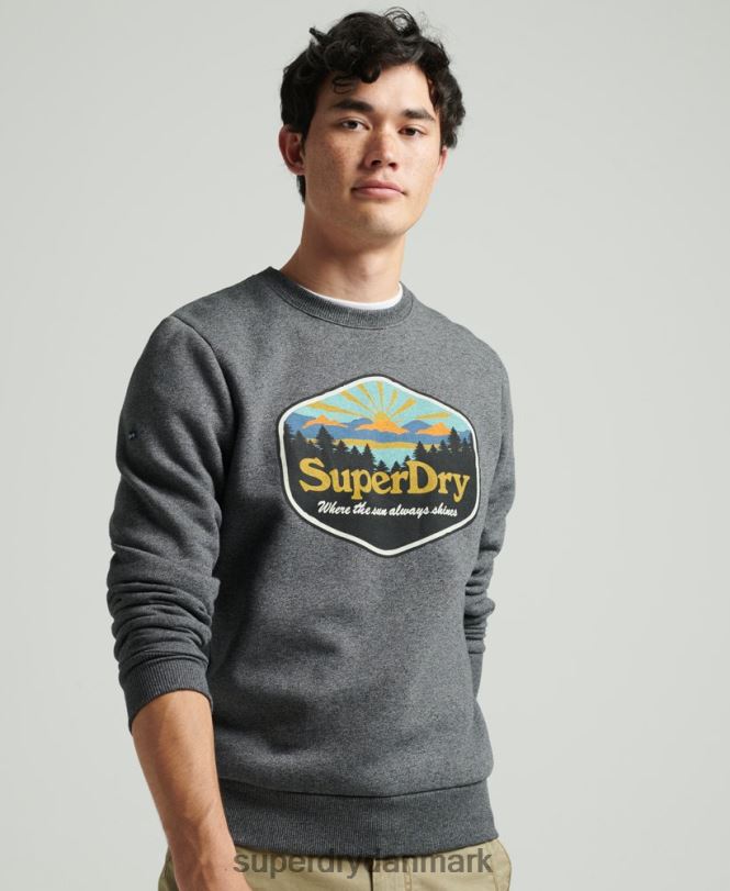 Superdry mørkegrå Mænd tøj rejse postkort grafisk sweatshirt 868VH4993