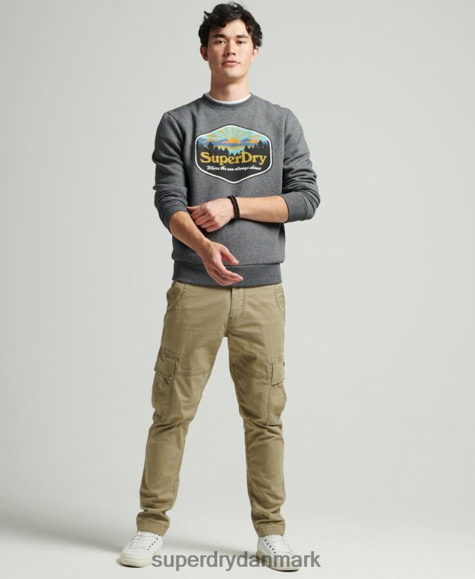 Superdry mørkegrå Mænd tøj rejse postkort grafisk sweatshirt 868VH4993
