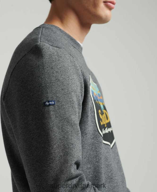 Superdry mørkegrå Mænd tøj rejse postkort grafisk sweatshirt 868VH4993