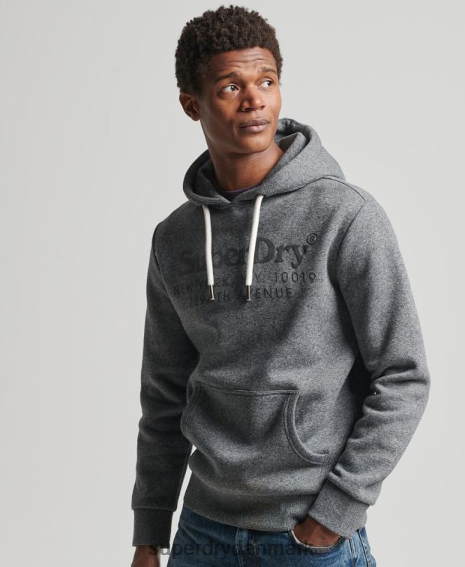 Superdry mørkegrå Mænd tøj spillested tonal hættetrøje 868VH5189