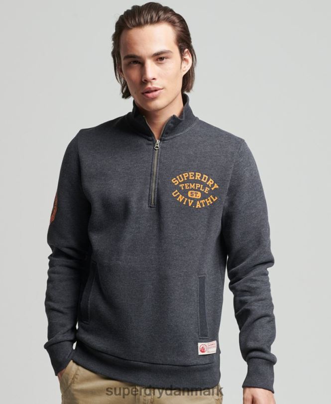 Superdry mørkegrå Mænd tøj vintage atletisk henley sweatshirt 868VH5040