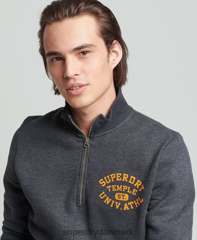 Superdry mørkegrå Mænd tøj vintage atletisk henley sweatshirt 868VH5040
