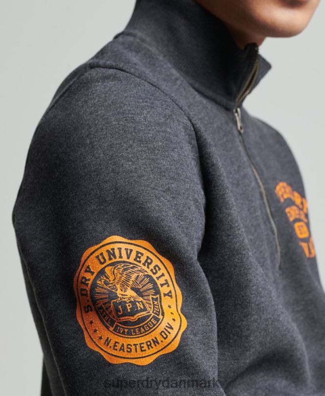 Superdry mørkegrå Mænd tøj vintage atletisk henley sweatshirt 868VH5040