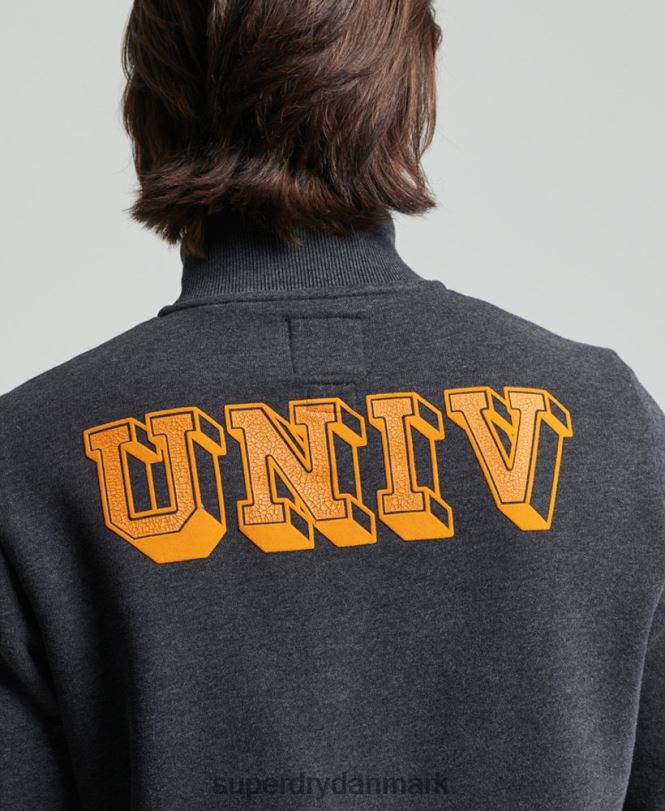 Superdry mørkegrå Mænd tøj vintage atletisk henley sweatshirt 868VH5040