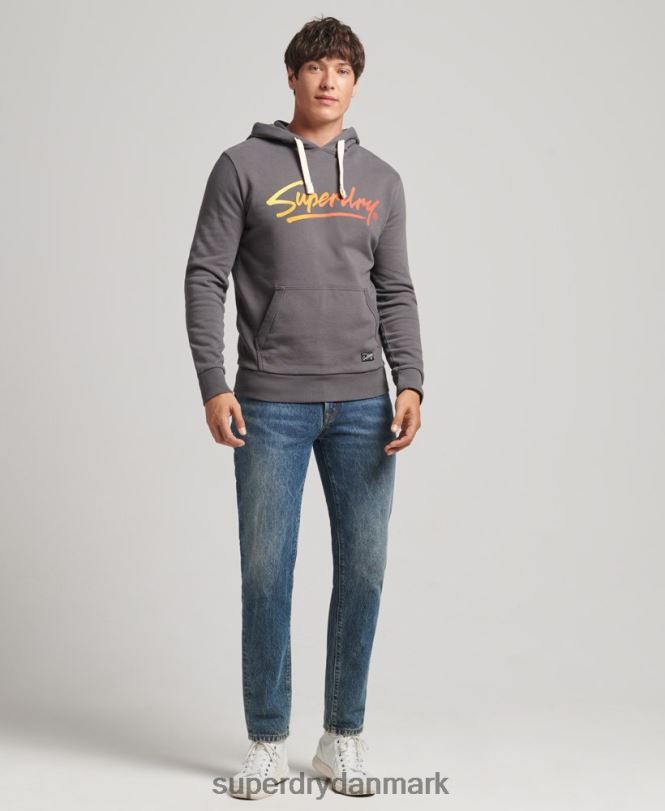 Superdry mørkegrå Mænd tøj vintage downtown script hættetrøje 868VH4998