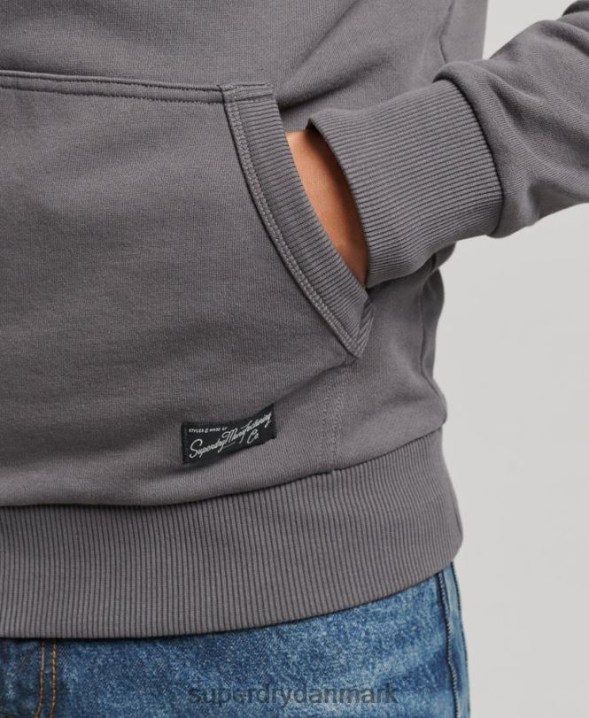 Superdry mørkegrå Mænd tøj vintage downtown script hættetrøje 868VH4998