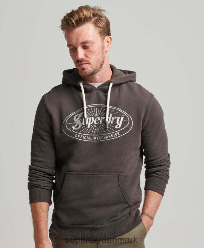 Superdry mørkegrå Mænd tøj vintage lightning logo hættetrøje 868VH5073