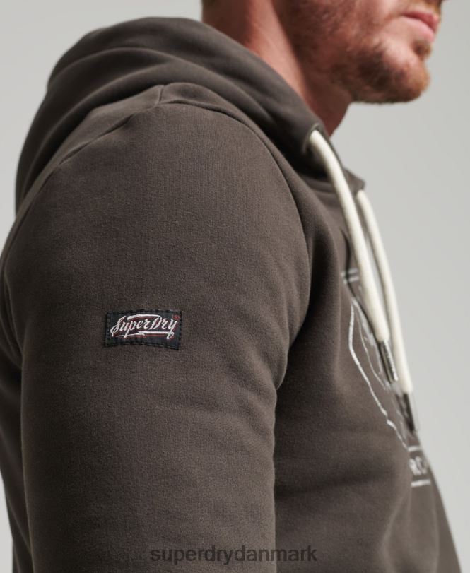 Superdry mørkegrå Mænd tøj vintage lightning logo hættetrøje 868VH5073