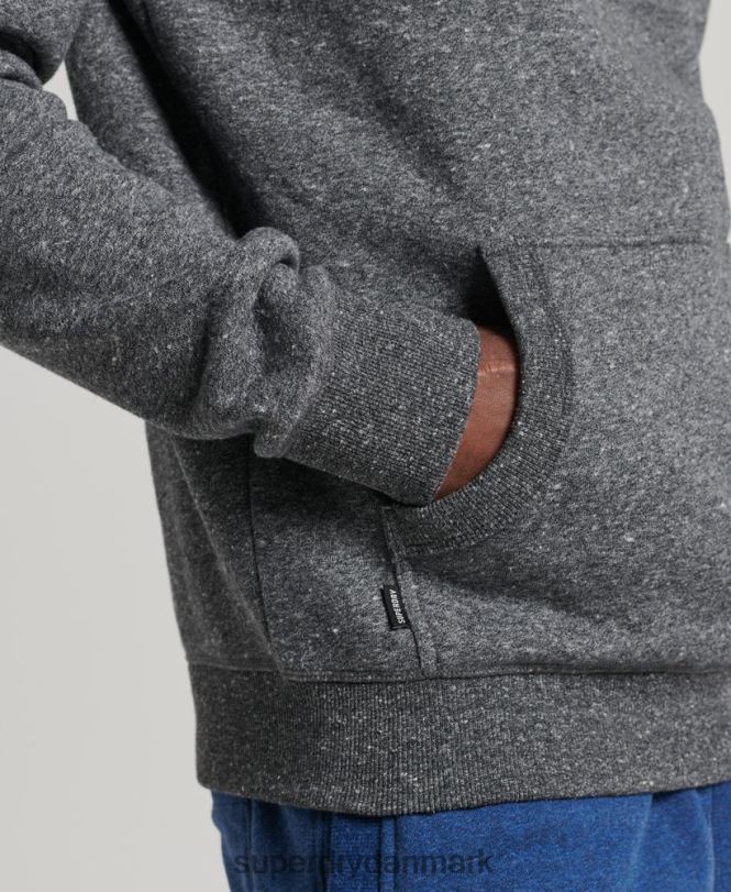 Superdry mørkegrå Mænd tøj vintage logobroderet hættetrøje i økologisk bomuld 868VH5069