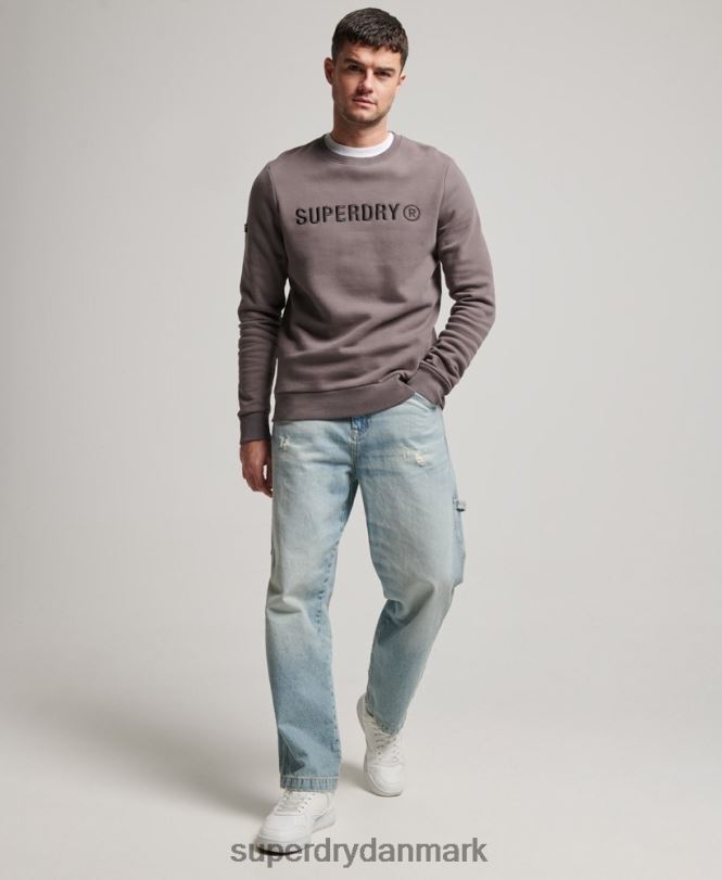 Superdry mørkegrå Mænd tøj virksomhedslogo work crew sweatshirt 868VH5203