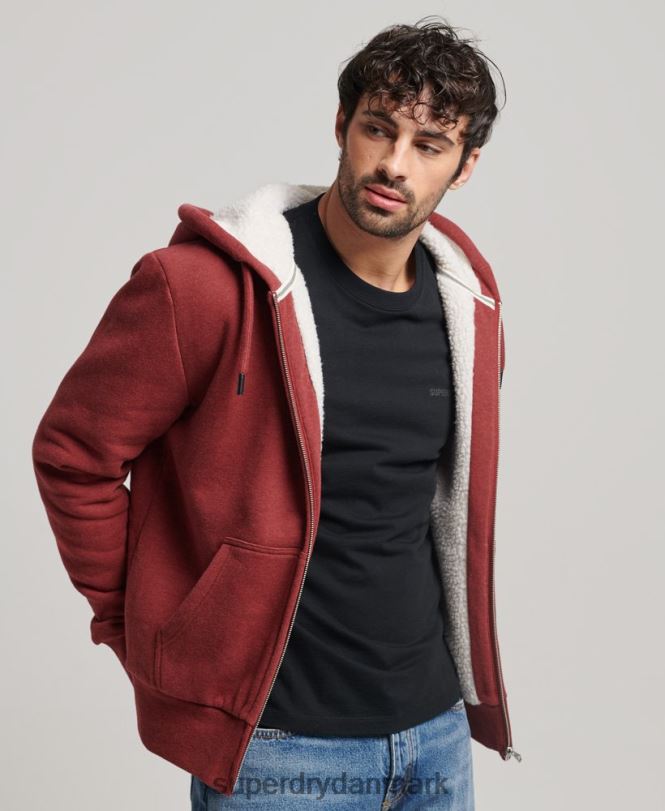 Superdry rød Mænd tøj essentiel borgforet hættetrøje med lynlås 868VH4992
