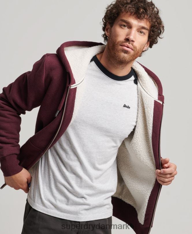 Superdry rød Mænd tøj essentiel borgforet hættetrøje med lynlås 868VH5032