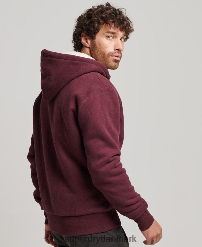 Superdry rød Mænd tøj essentiel borgforet hættetrøje med lynlås 868VH5032