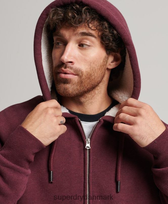 Superdry rød Mænd tøj essentiel borgforet hættetrøje med lynlås 868VH5032