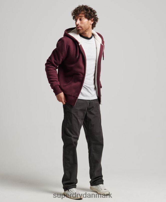 Superdry rød Mænd tøj essentiel borgforet hættetrøje med lynlås 868VH5032