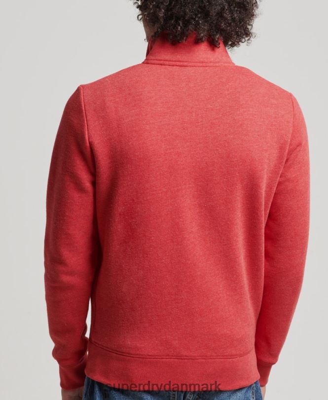 Superdry rød Mænd tøj organisk bomuld vintage logo lynlås spor top 868VH5022