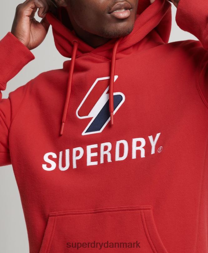Superdry rød Mænd tøj stablet hættetrøje med applikationslogo 868VH5194