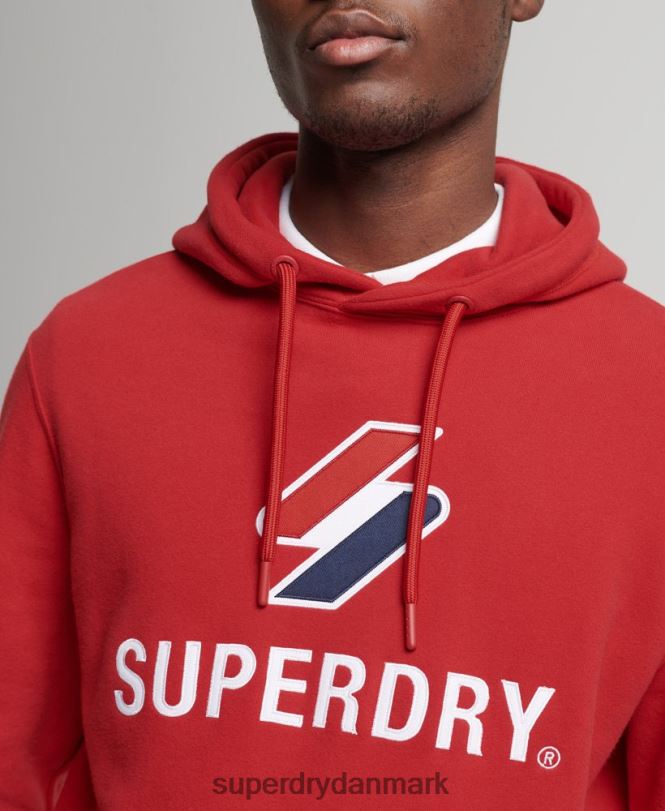 Superdry rød Mænd tøj stablet hættetrøje med applikationslogo 868VH5194