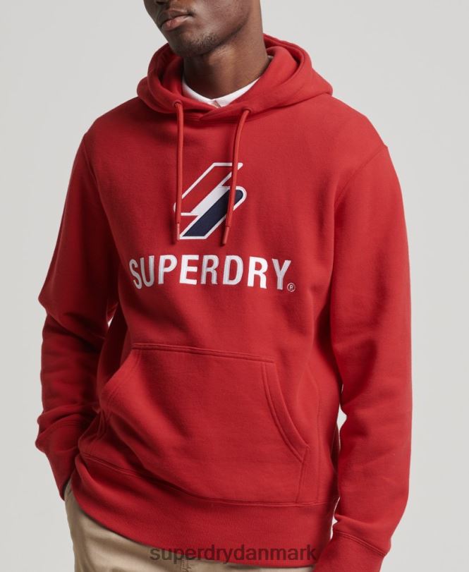 Superdry rød Mænd tøj stablet hættetrøje med applikationslogo 868VH5194