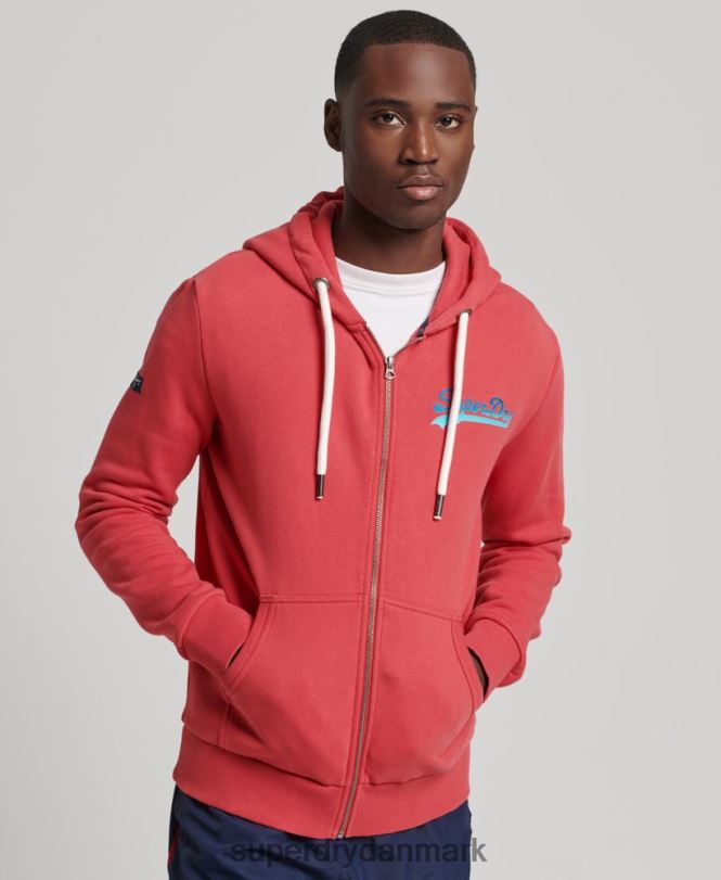 Superdry rød Mænd tøj vintage logo sæsonbestemt hættetrøje med lynlås 868VH6476