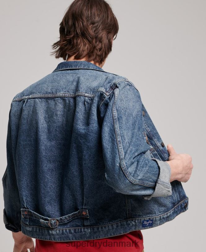 Superdry mørkeblå Mænd tøj vintage worker trucker jakke 868VH4617