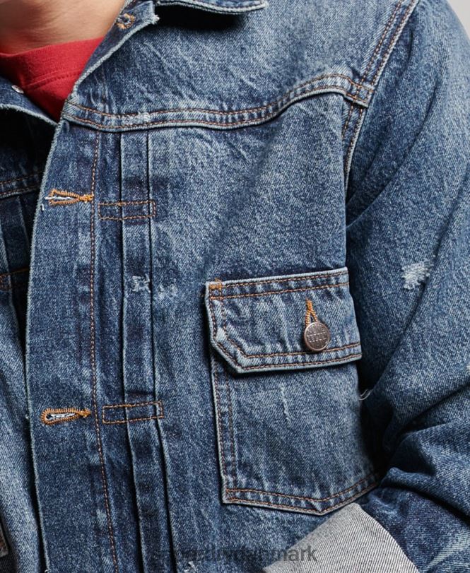 Superdry mørkeblå Mænd tøj vintage worker trucker jakke 868VH4617