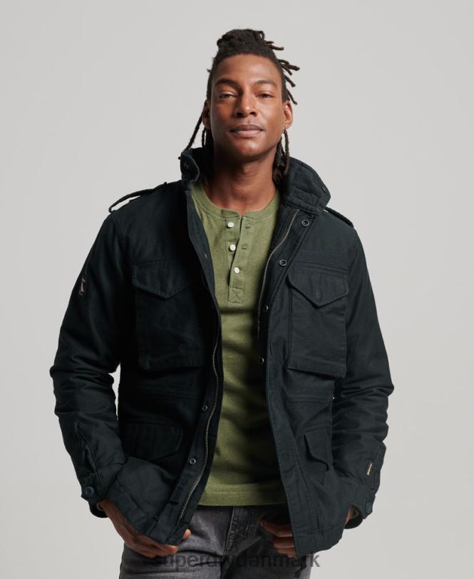 Superdry mørkegrå Mænd tøj militær m65 field borg foret jakke 868VH4434