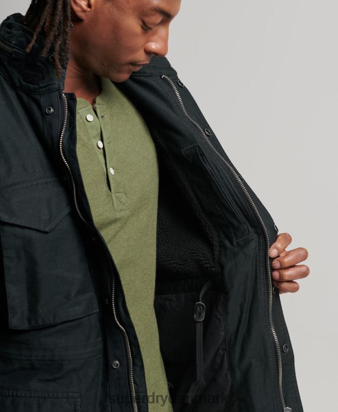 Superdry mørkegrå Mænd tøj militær m65 field borg foret jakke 868VH4434