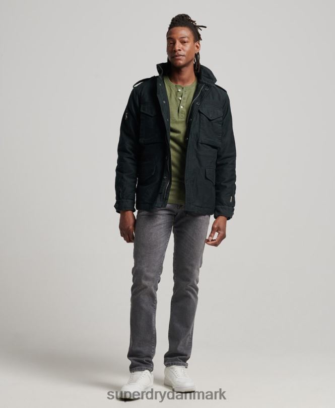 Superdry mørkegrå Mænd tøj militær m65 field borg foret jakke 868VH4434