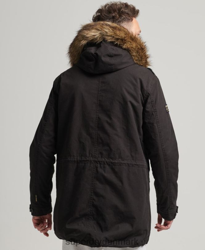 Superdry mørkegrå Mænd tøj militær parkajakke i imiteret pels 868VH4490