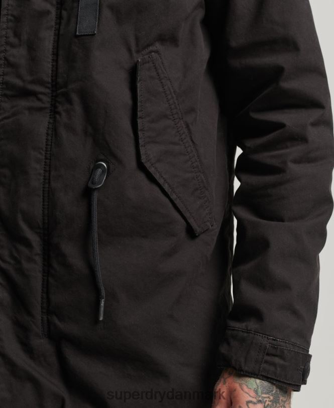 Superdry mørkegrå Mænd tøj militær parkajakke i imiteret pels 868VH4490
