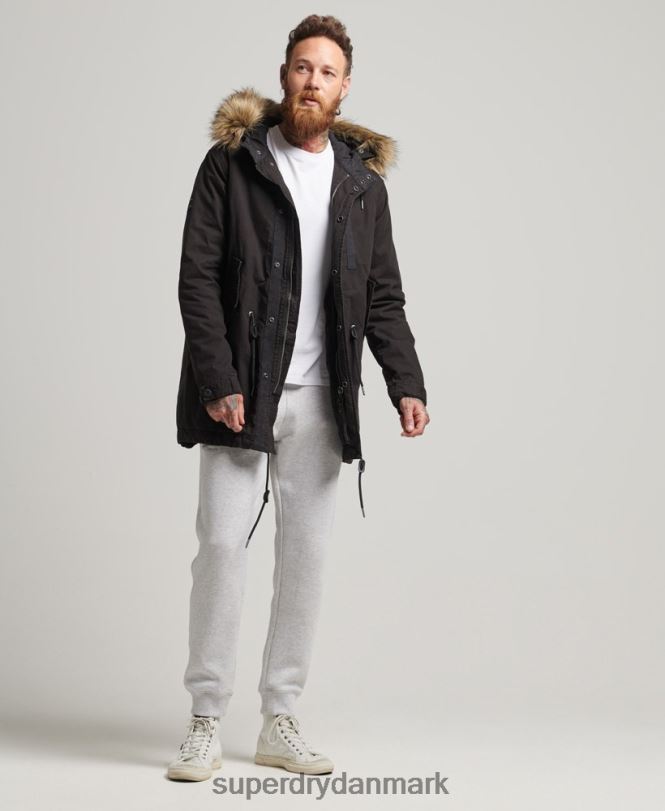 Superdry mørkegrå Mænd tøj militær parkajakke i imiteret pels 868VH4490