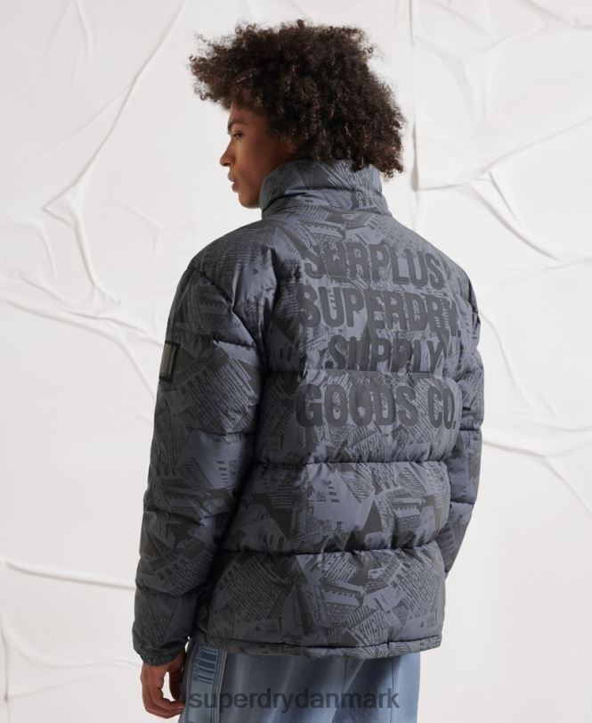 Superdry mørkegrå Mænd tøj overskydende reflekterende dunjakke 868VH4780