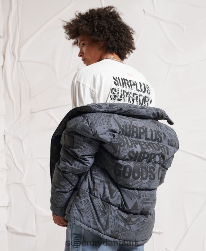 Superdry mørkegrå Mænd tøj overskydende reflekterende dunjakke 868VH4780