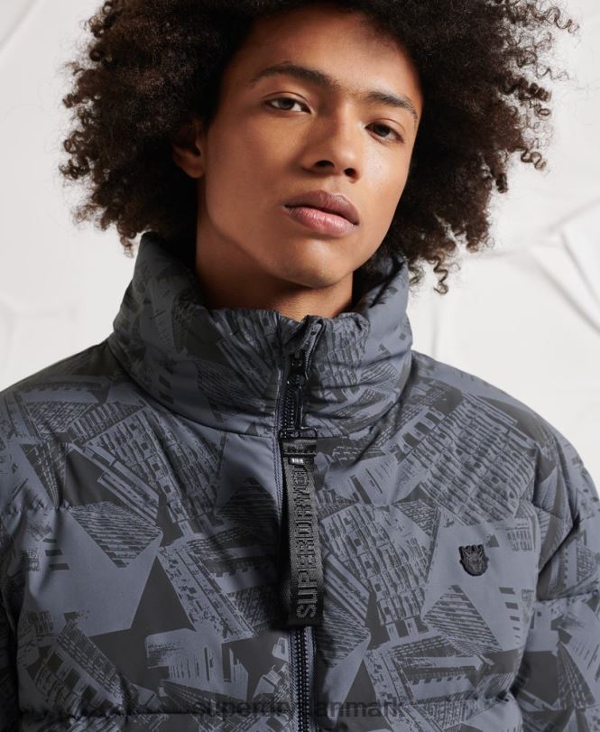 Superdry mørkegrå Mænd tøj overskydende reflekterende dunjakke 868VH4780