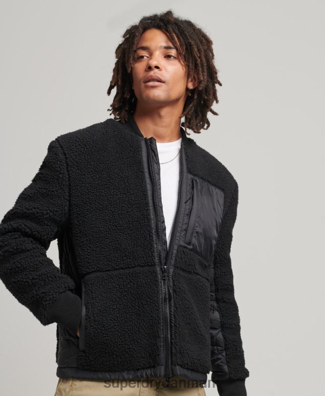 Superdry mørkegrå Mænd tøj sherpa jakke med lynlås 868VH4692
