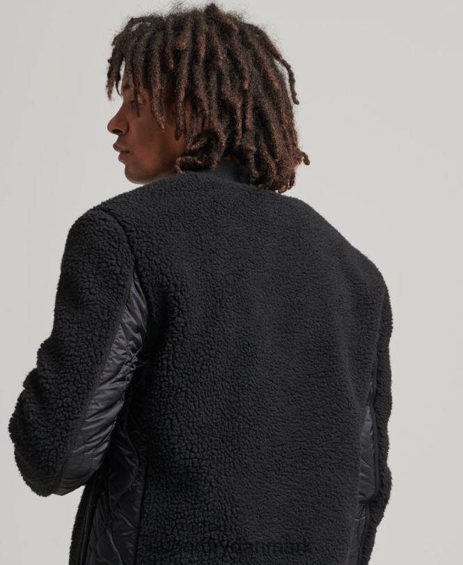 Superdry mørkegrå Mænd tøj sherpa jakke med lynlås 868VH4692