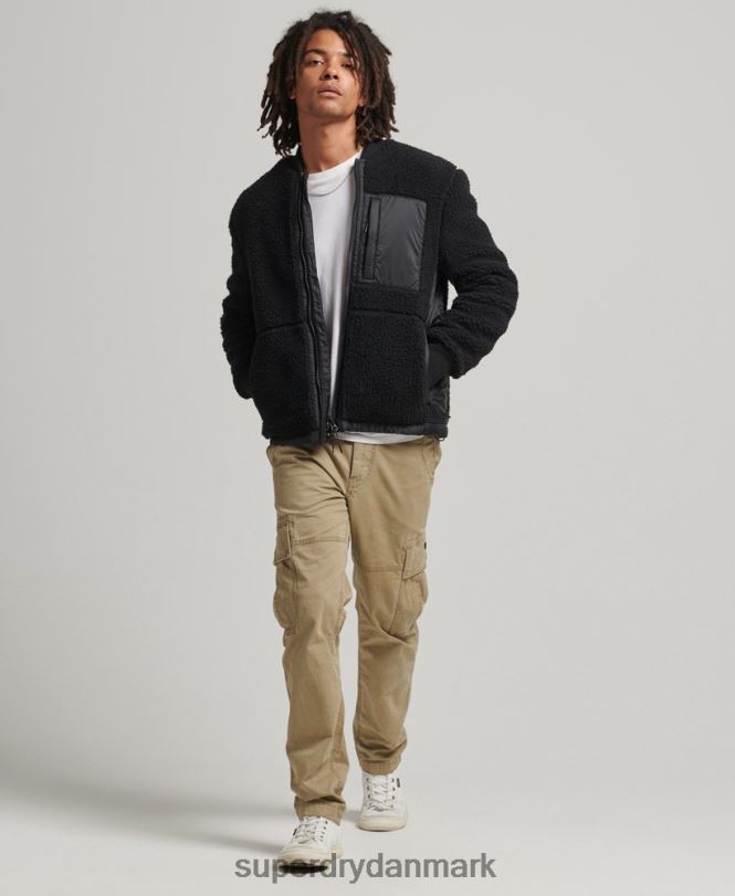 Superdry mørkegrå Mænd tøj sherpa jakke med lynlås 868VH4692