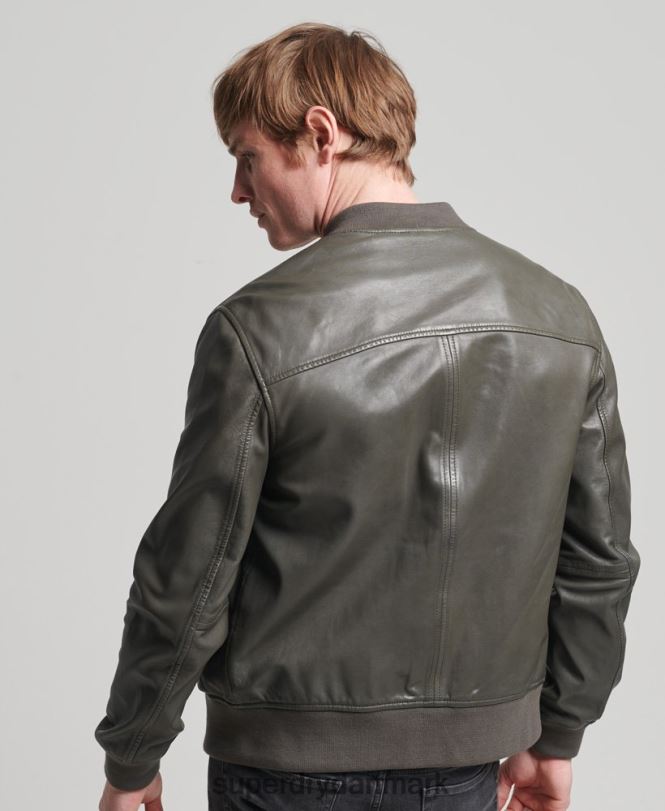 Superdry mørkegrå Mænd tøj studios flyvebombere jakke i læder 868VH6455