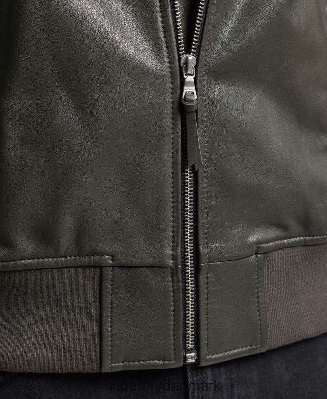 Superdry mørkegrå Mænd tøj studios flyvebombere jakke i læder 868VH6455