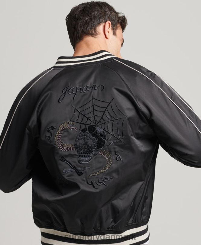 Superdry mørkegrå Mænd tøj vintage sukajan bomberjakke 868VH4459