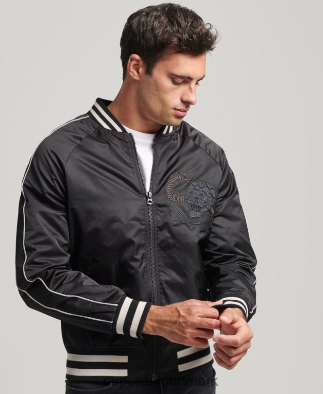 Superdry mørkegrå Mænd tøj vintage sukajan bomberjakke 868VH4459
