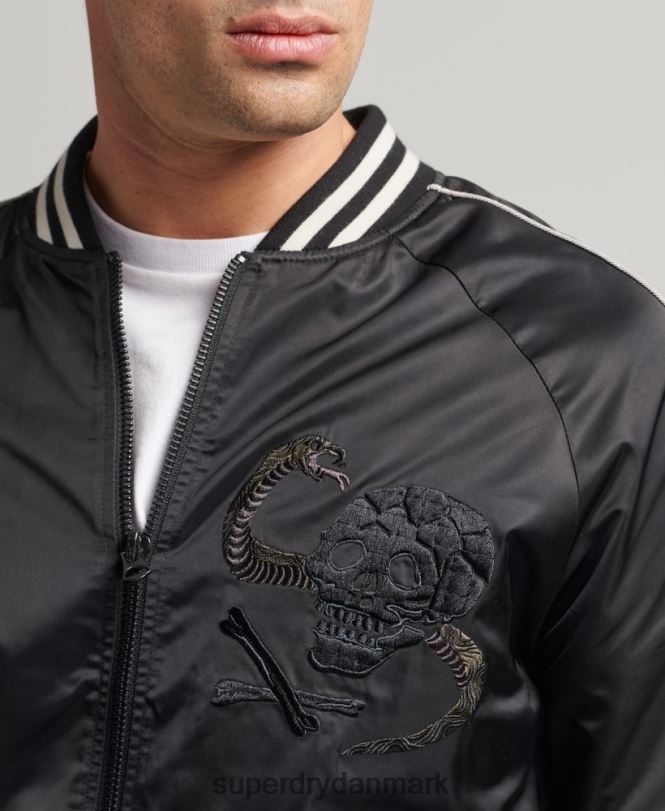 Superdry mørkegrå Mænd tøj vintage sukajan bomberjakke 868VH4459