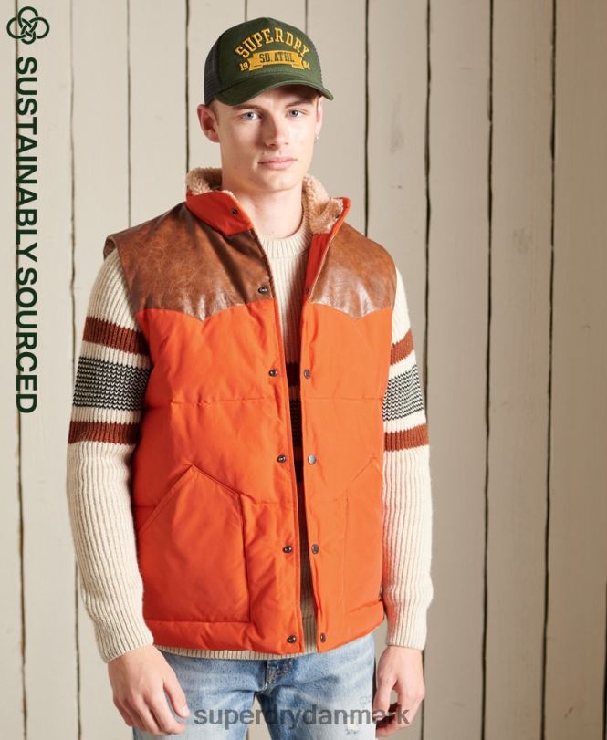 Superdry orange Mænd tøj bjerg læder mix vest 868VH4505