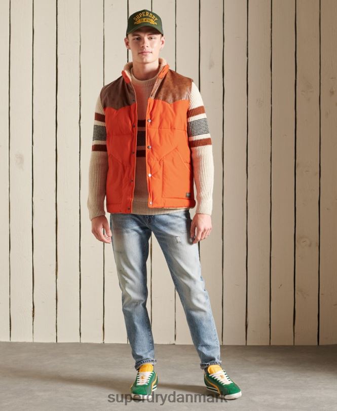Superdry orange Mænd tøj bjerg læder mix vest 868VH4505