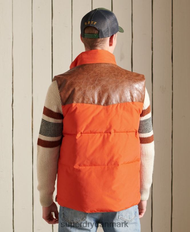 Superdry orange Mænd tøj bjerg læder mix vest 868VH4505