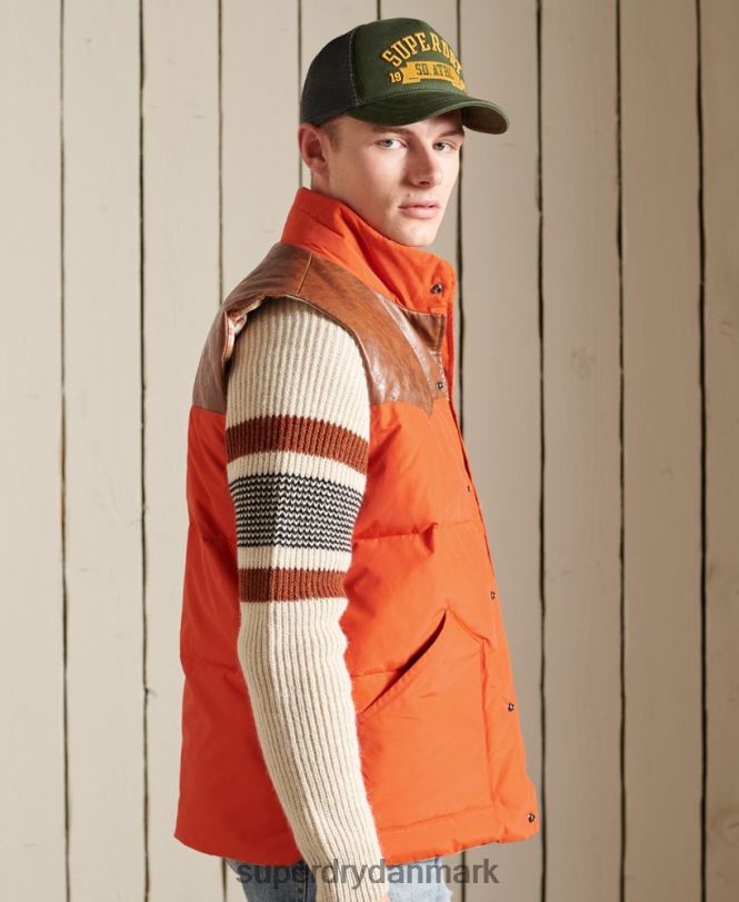 Superdry orange Mænd tøj bjerg læder mix vest 868VH4505