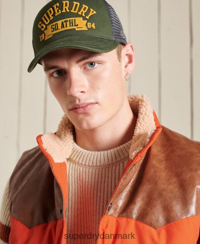Superdry orange Mænd tøj bjerg læder mix vest 868VH4505