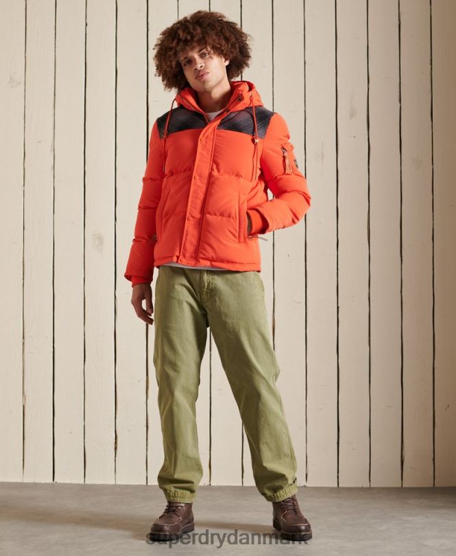 Superdry orange Mænd tøj quiltet everest jakke 868VH4487